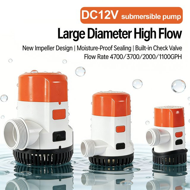 xmshxltd DC12V Marine Bilgenpumpe für Yacht, Schiff und Fischerboot zur Entwässerung sowie für den Wasserwechsel im Aquarium - Bild 1