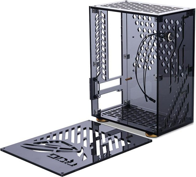 KaiSai Mini-ITX Computergehäuse aus Plexiglasschale in Schwarz und Transparent mit Unterstützung für FLEX-Netzteile - Bild 1