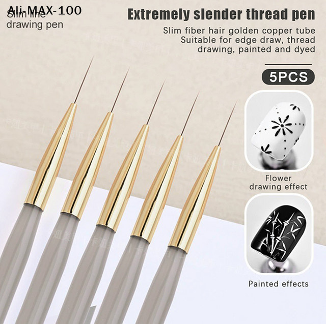 AyS Nail-Art-Liner-Stifte, 5 Stück, Acryl-Griff, UV-Gel-Pinsel - Bild 1