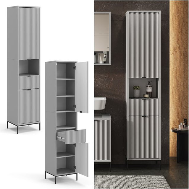 Vicco Hochschrank Eliza Badschrank Grau B/T/H: 40 x 33,92 x 190 cm - Bild 1