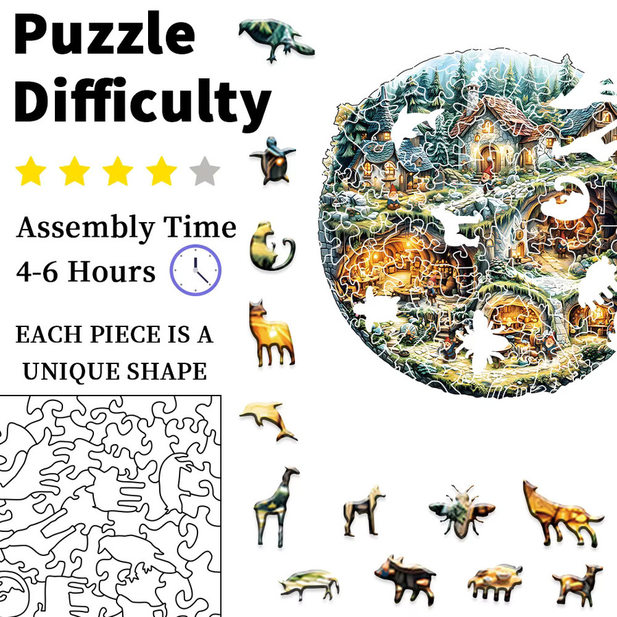 Supretty Rundes Holzpuzzle Märchenwald-Zwergdorf, ab 14 Jahre - Bild 4