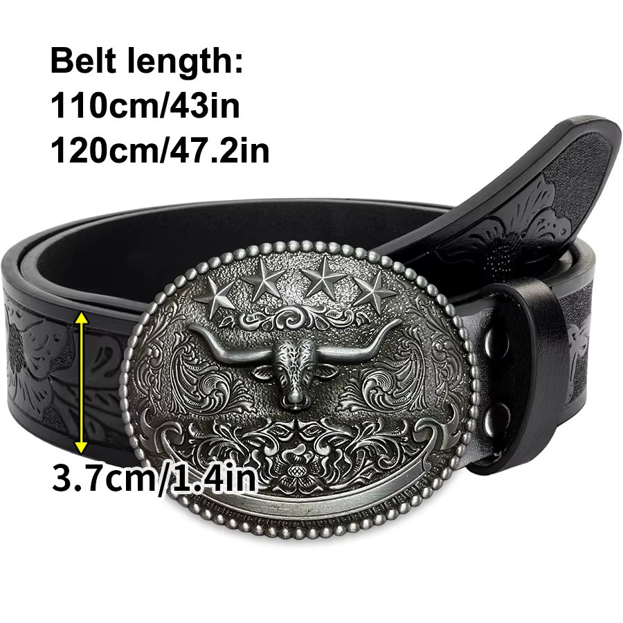 Mttzo Gürtelschnalle Stierkopf, Silberfarben, Unisex - Bild 2