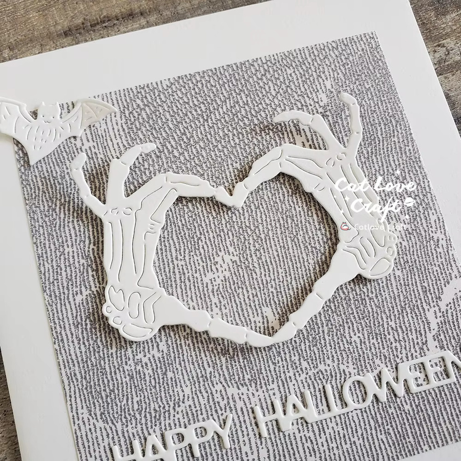 Catlove Halloween Herz und Skelett Hand Metall Stanzschablone für Scrapbooking und DIY Bastelarbeiten - Bild 3