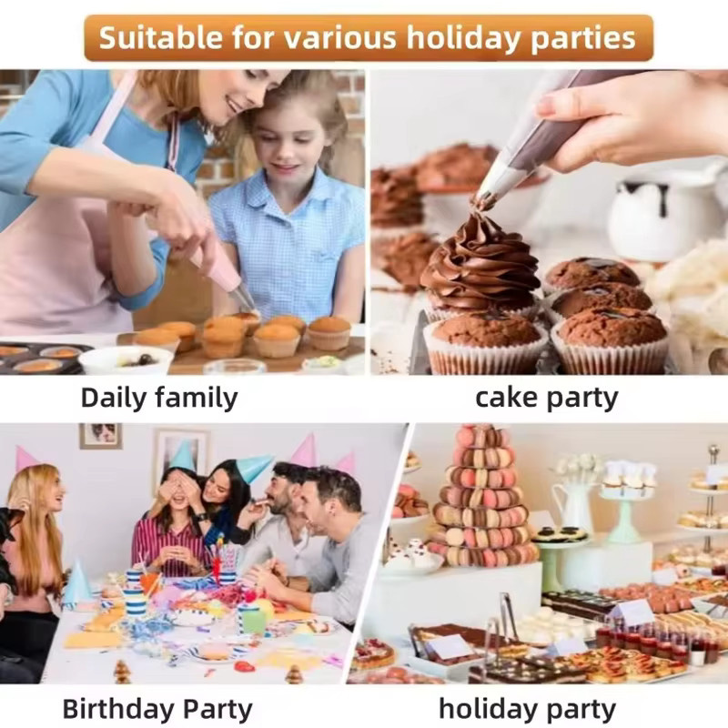 ZYF Gebäck-Zubehör-Set mit transparenten Einweg-Spritzbeuteln und Edelstahl-Spritzdüsen für Kuchen, Sahne und Brot - Bild 4