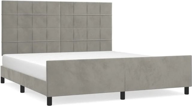 vidaXL Bettgestell mit Kopfteil aus Samt in Hellgrau, B/T/H: 180 x 200 x 128 cm - Bild 1