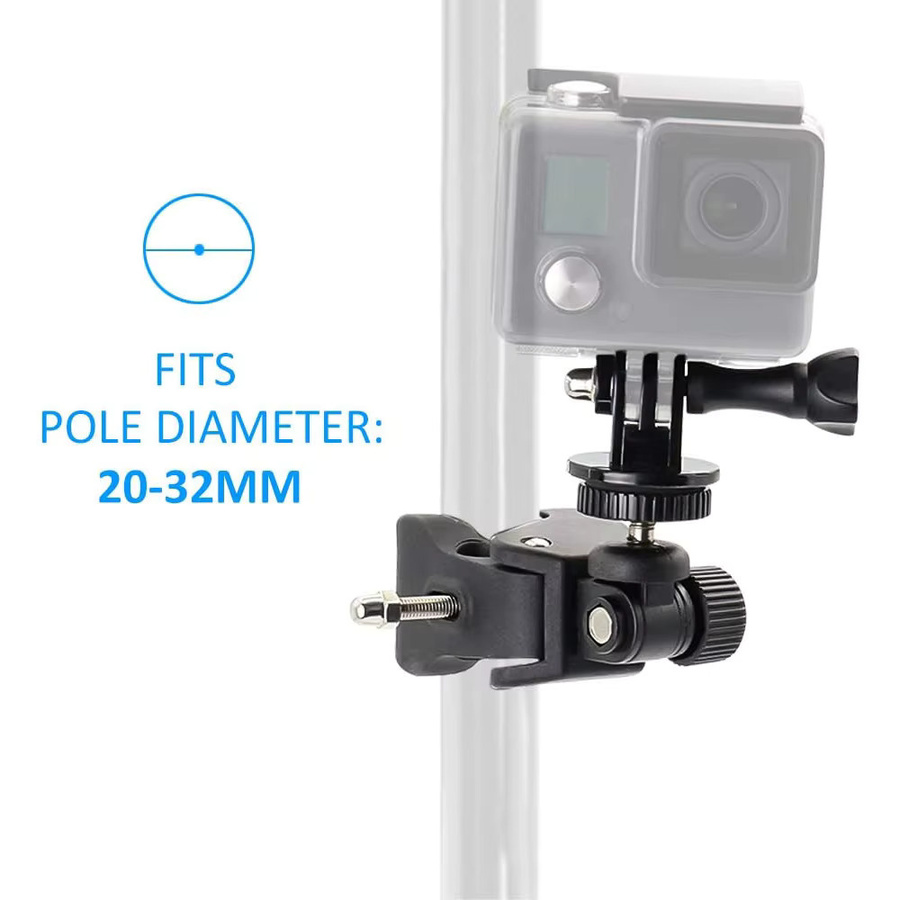 Lenkerhalterung für Action Kameras wie GoPro 9, GoPro 10, DJI, Insta360 und SJCAM für Fahrrad und Motorrad, Schwarz - Bild 2