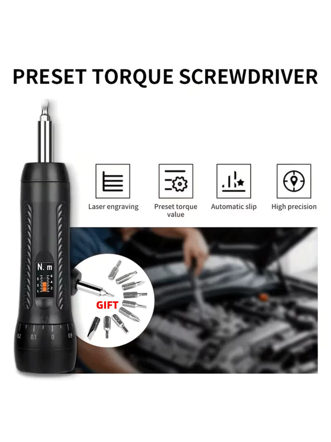 Präzisions-Drehmomentschraubendreher-Set mit Bits, 1/4 Zoll magnetischer Antrieb, Schwarz, Drehmomentbereich 10–70 Zoll-Pfund - Bild 6