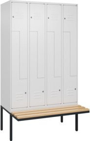 C+P Z-Spind Classic PLUS Sitzbank mit 8 Fächern, Buche-Hartholz und Zylinderschloss, Farbe: Grau/Weiß, B/T/H: 212 x 120 x 81,5 cm - Bild 1