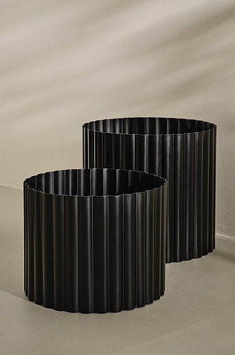 WILL Outdoor-Topf 2er-Pack aus Metall in Schwarz, rund, B/T/H: 45 x 45 x 40 cm - Bild 1