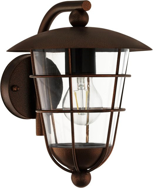 Eglo Außenwandleuchte Pulfero 1 in Braun mit transparentem Glas, abwärts strahlend, IP44, E27 - Bild 1