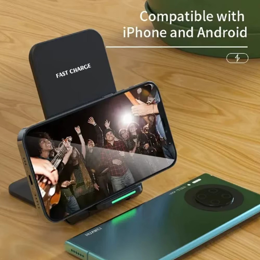 KEPHE 15W Schnellladegerät mit Doppelspule und Telefonständer, kompatibel mit iPhone 11-17 Serie und Samsung S20-S23 Serie, in Schwarz oder Weiß - Bild 4