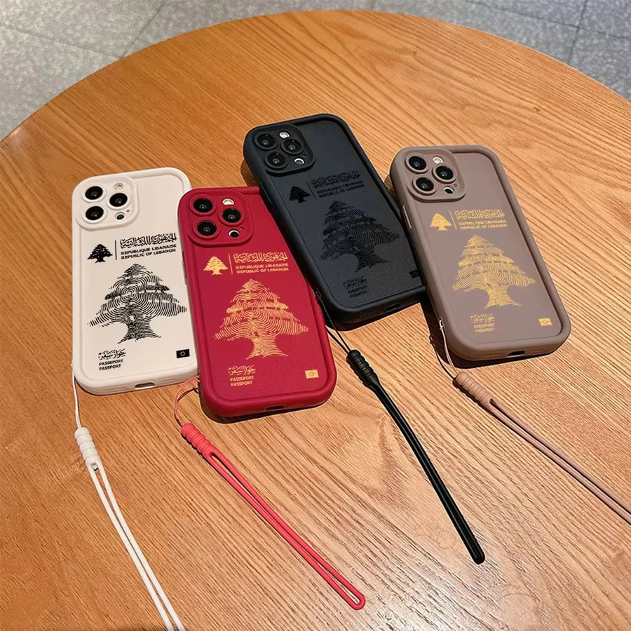 Etmakit Libanon Handyhülle für iPhone 16 15 14 13 12 11 Pro Max XR XS X 7 8 Plus Mini SE mit weicher TPU-Rückseite und Handschlaufe - Bild 1