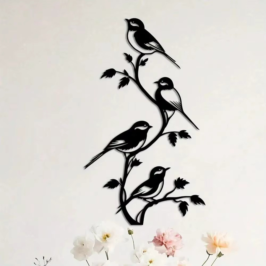 CIFBUY Vintage Metall-Wandkunst in Schwarz als abstrakte Tier-Skulptur mit Vogelmotiven - Bild 3