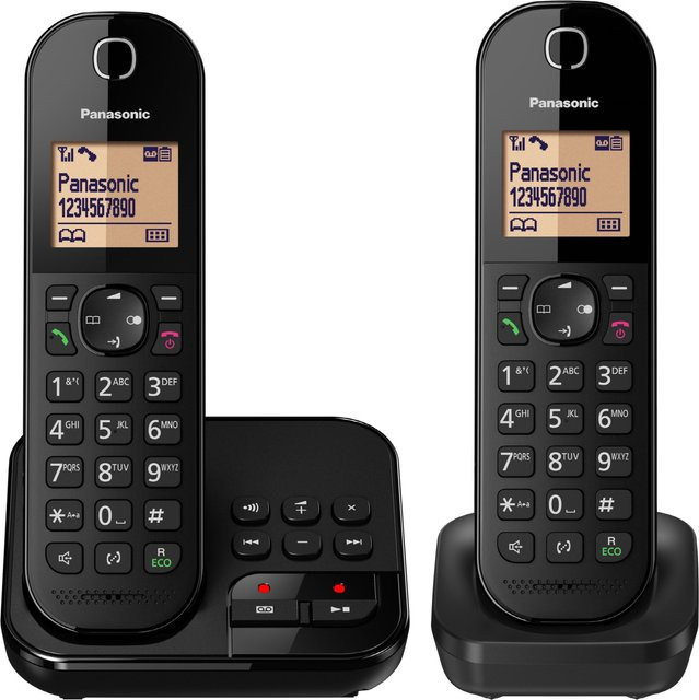 Panasonic KX-TGC422GB Schnurlostelefon mit Anrufbeantworter, Rufnummernanzeige und Call-Blocking, Schwarz, inklusive 2 Handsets - Bild 1