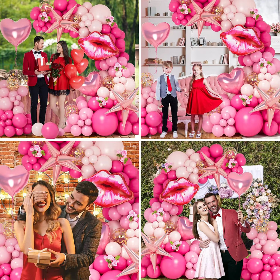 YAYB Ballon-Girlanden-Set mit 130 Stück in Rot und Rosa für Hochzeit, Geburtstag, Valentinstag oder Baby Shower - Bild 2