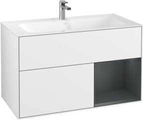 V&B Waschtischunterschrank Finion mit Wandbeleuchtung, Farbe: Weiß, B/H: 99,6 x 49,8 cm - Bild 1