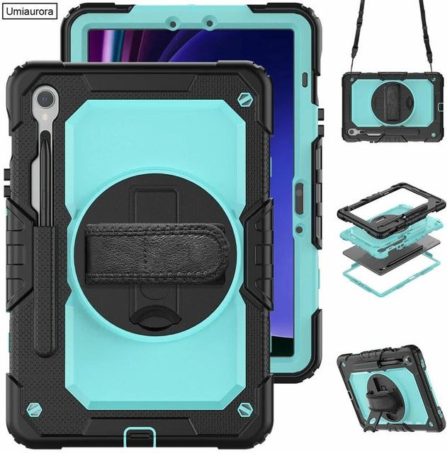 Stoßfeste Silikon Armor Tablet-Hülle für Samsung Galaxy Tab S11 S10 S9 FE Plus S8 S7 A11 A9 in Türkis mit Ständer-Funktion - Bild 1