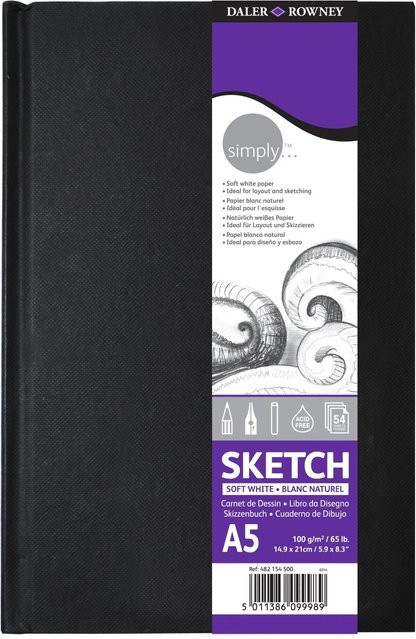 Daler-Rowney Simply Skizzenbuch Hardcover A5 in Softweiß mit 100 g/m² Papier und mittlerer Körnung - Bild 1