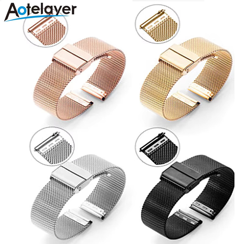 Aotelayer Uhrenarmband Edelstahl, Milanaise, Roségold, Unisex - Bild 2
