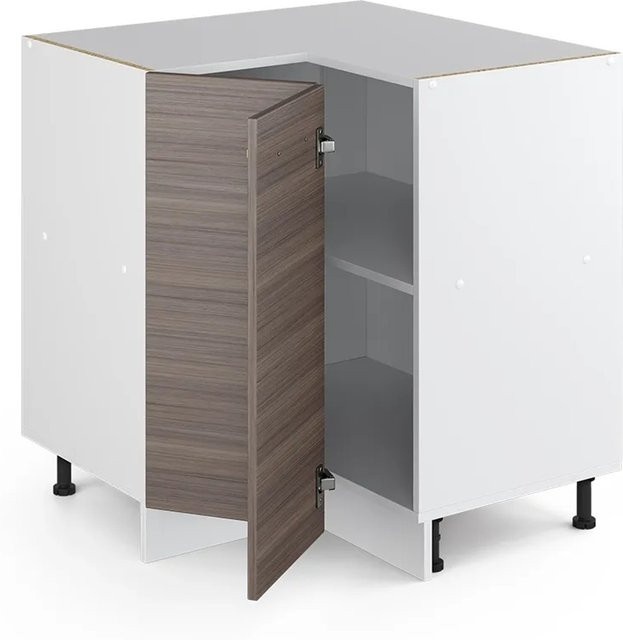 Vicco R-Line Eckunterschrank für die Küche in Grau/Weiß mit Eiche-Optik, B/T/H: 75,6 x 60,0 x 81,6 cm - Bild 1