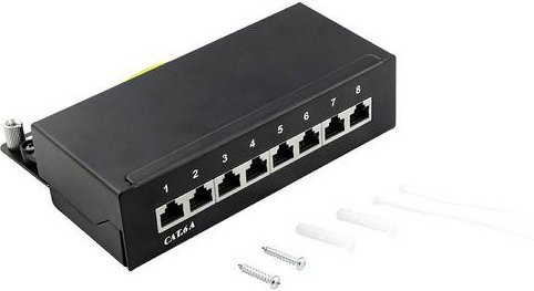 LogiLink NP0018B 8 Port Patch-Panel CAT 6a STP Schwarz - Bild 1