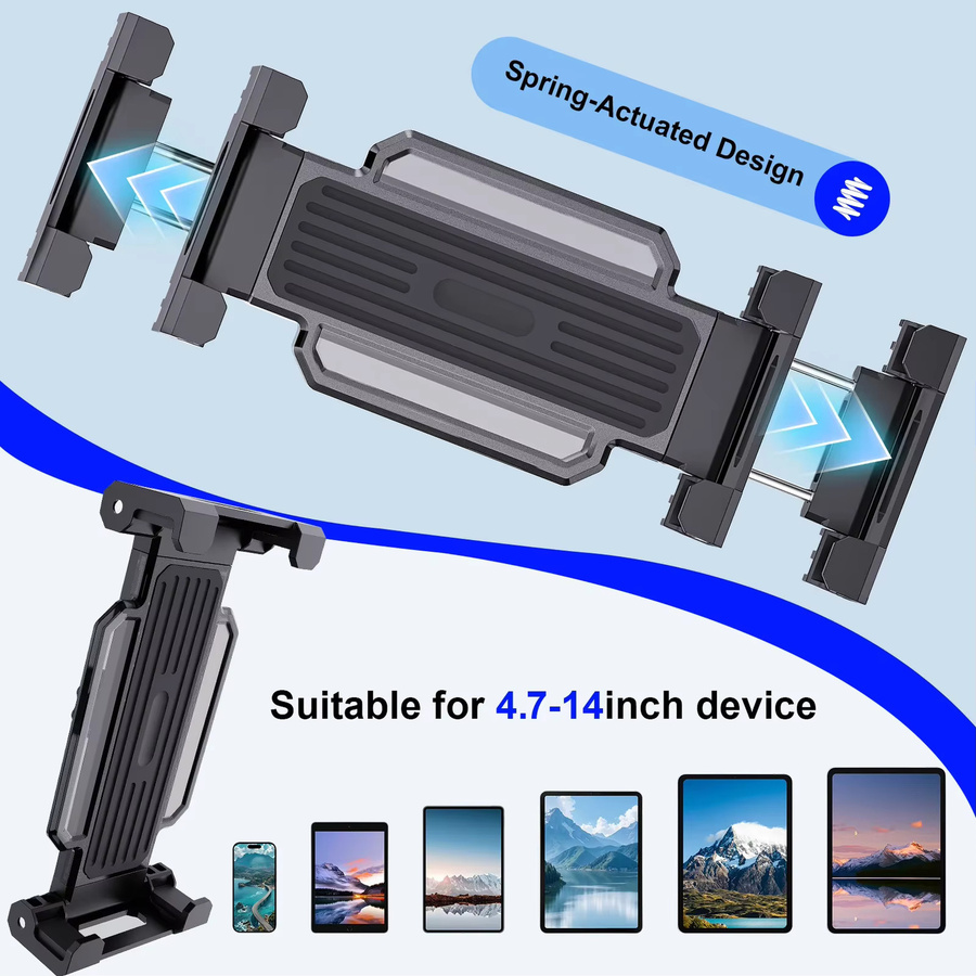 Homhu Tablet und Handy Halterung für Laufband und Fahrrad mit 360 Grad Rotation, verstellbarer Clip in Schwarz oder Orange - Bild 5