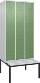 C+P Doppelstock-Spind Classic PLUS mit Sitzbank, 3 Abteile, Zylinderschloss, B/T/H: 212 x 90 x 81,5 cm - Bild 1