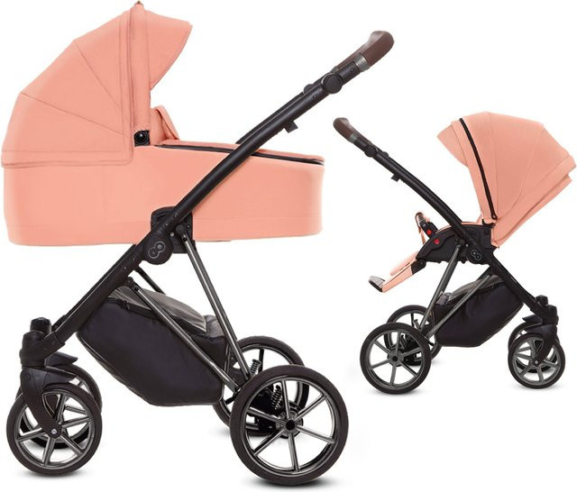 TPFLiving 2in1 Kinderwagen Ultra Stoff in Apricot mit silbernem Gestell - Bild 1