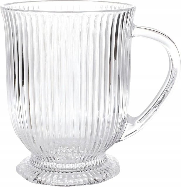 Altom Selena Kaffee Latte Glasbecher mit Streifenmuster, transparent, 500 ml - Bild 1