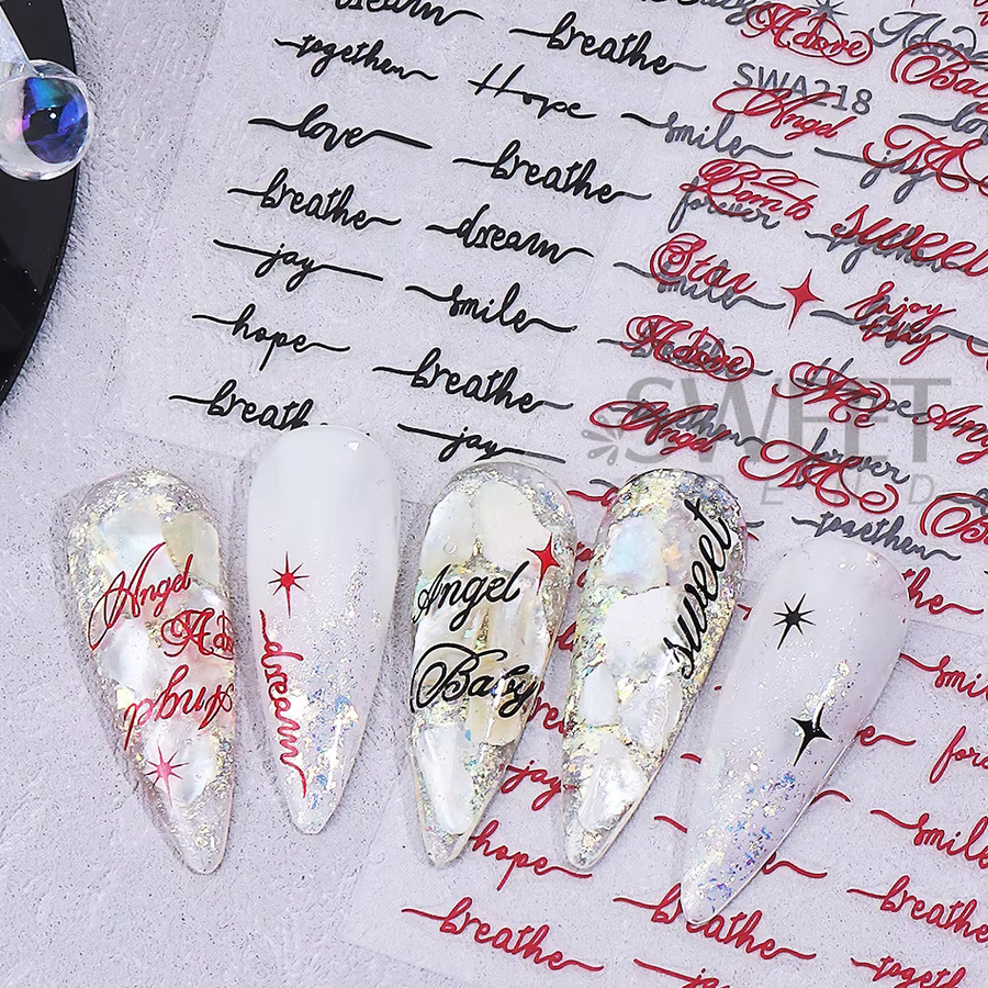 SWEET TREND Nagelaufkleber, Englische Buchstaben Gotik-Stil, Glänzend, 4 Stück - Bild 4