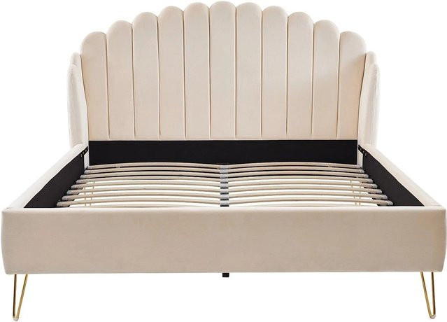 Vente-unique Bettrahmen Sagali in Beige, gepolstert mit Samt, B/T/H: 140 x 190 cm - Bild 1