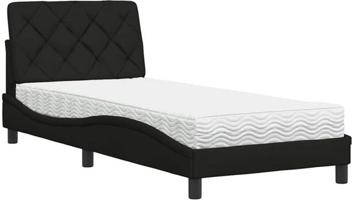 Polsterbett mit Matratze von vidaxl in Schwarz aus Stoff mit Metallgestell, B/T: 90 x 200 cm - Bild 1