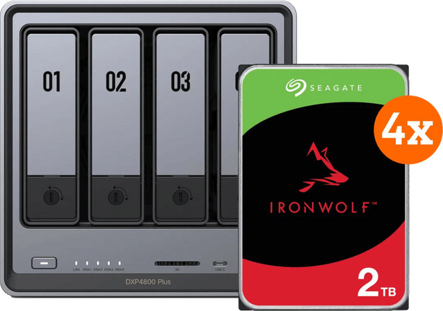 UGREEN NASync DXP4800 Plus NAS-System mit 4 Seagate Ironwolf Festplatten à 2 TB in Grau - Bild 1