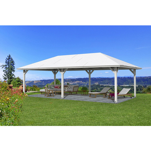 Skan Holz Pavillon Orleans 3 aus Fichtenholz mit Zeltdach, weiß lackiert, B/T/H: 504 x 916 x 344 cm - Bild 3
