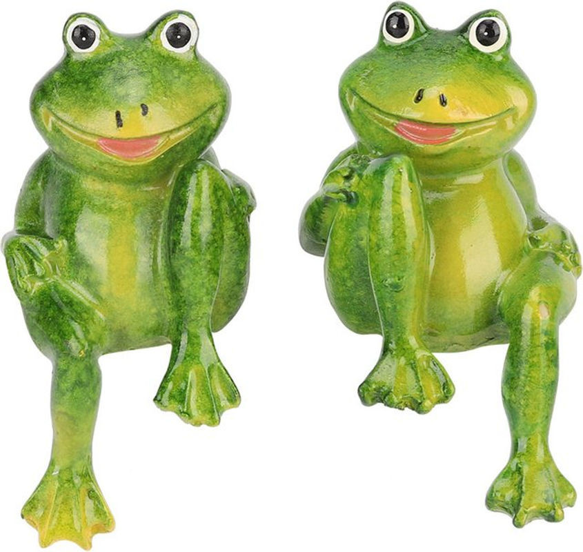 Fdit Garten Deko Frosch Skulptur aus Kunstharz in Grün als Outdoor Ornament für Rasen und Home Desk - Bild 1