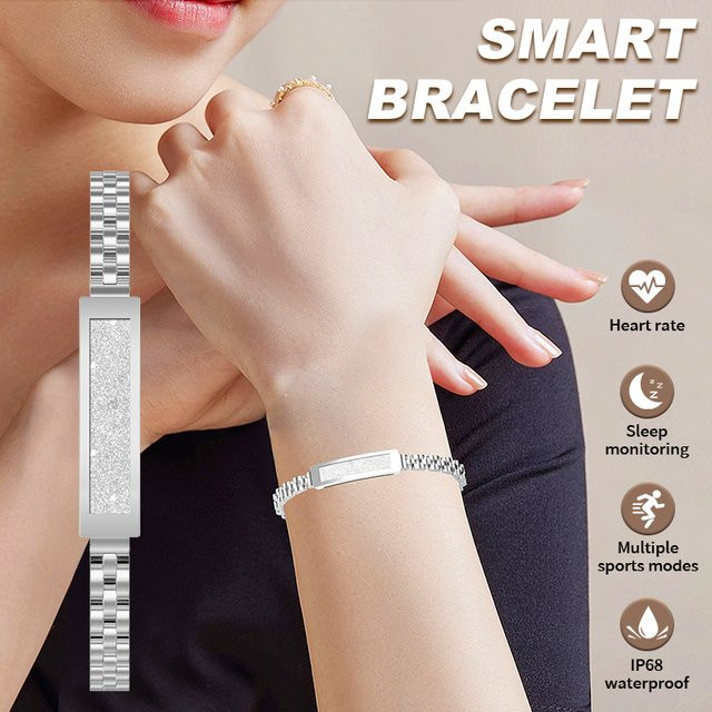 LIGE Damen Smartwatch mit Herzfrequenzmessung, Schlafüberwachung und Schrittzähler, wasserdicht, Schwarz/Silber - Bild 1