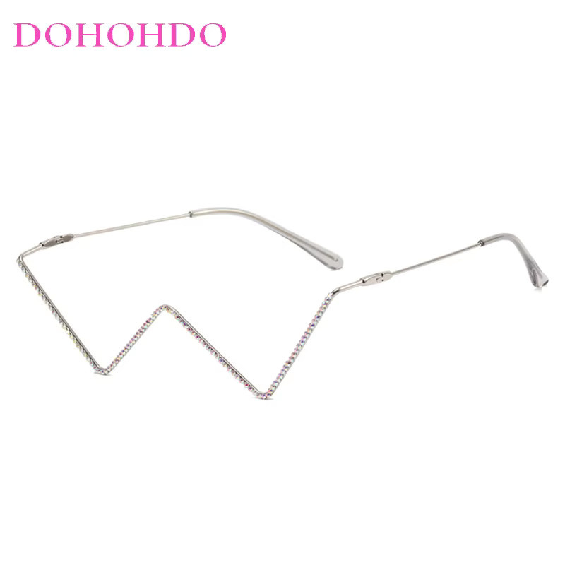 DOHOHDO Brillengestell Cat-Eye, randlos, Metall, silver, Unisex - Bild 3