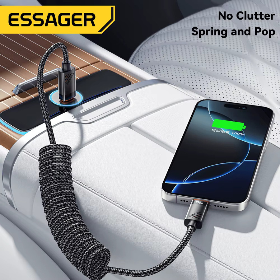 Essager USB-C auf USB-C Kabel mit 100 W PD Schnellladung für iPhone, Samsung und MacBook in Schwarz - Bild 4
