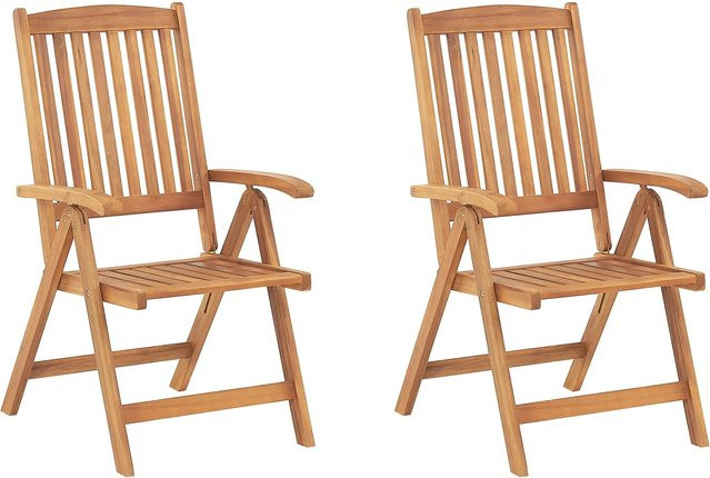 Beliani Gartenstuhl aus Akazienholz in Braun mit Armlehnen, B/T/H: 69 x 54 x 105 cm - Bild 1