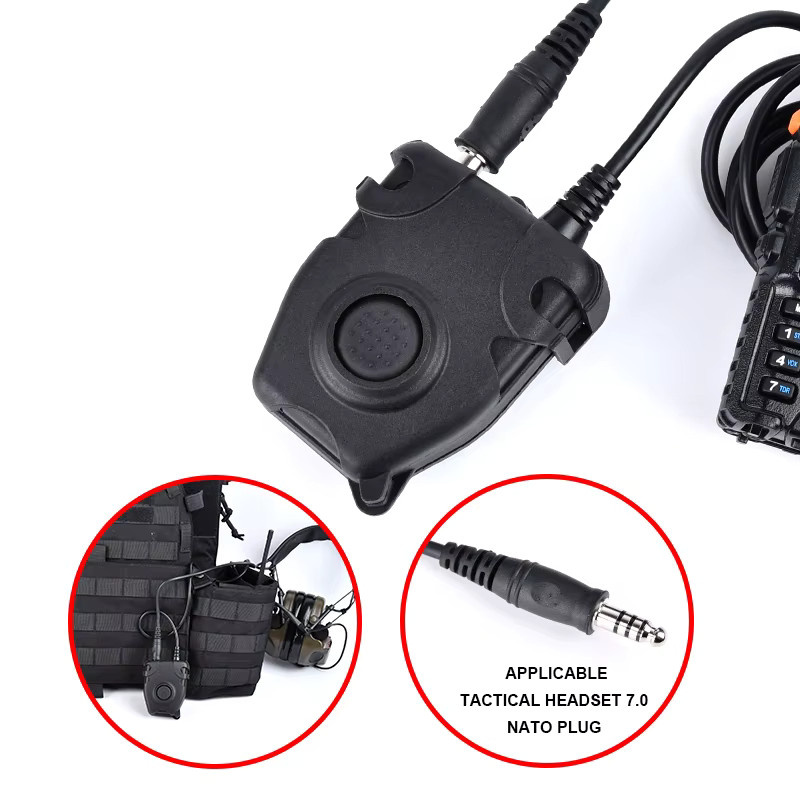 WADSN PTT Taktische Interphone-Taste für Kenwood und Motorola Walkie Talkie, Schwarz - Bild 2
