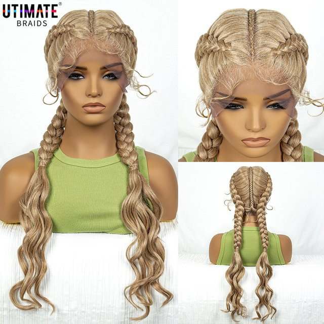 Synthetische Cornrow Perücke, lockige Welle, Spitze Frontal, 30 Zoll, Damen - Bild 1