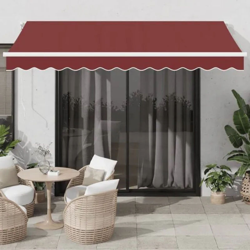 Manuelle Markise mit LED in Weinrot von Vidaxl, B x H: 350 x 250 cm - Bild 1