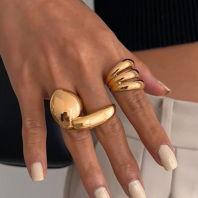 Ingemark Ringe, Vintage, Unregelmäßig, Geometrisch, Gold Farbe, Damen - Bild 1
