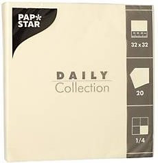 Papstar Servietten Daily Collection in Beige mit 1/4-Falz, 20 Stück, B: 32 cm x T: 32 cm - Bild 1