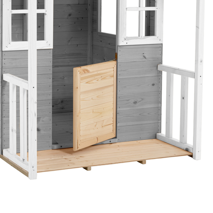 Zwerkules Spielhaus Valli mit Veranda in Natur und Grau, B/T/H: 137 x 121 x 140 cm - Bild 4