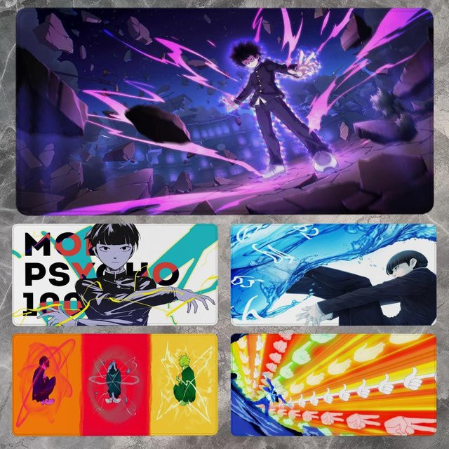 Mob Psycho 100 Gaming-Mauspad XXL-Schreibtischunterlage, schwarz/mehrfarbig, B/T: 90 x 40 cm - Bild 1