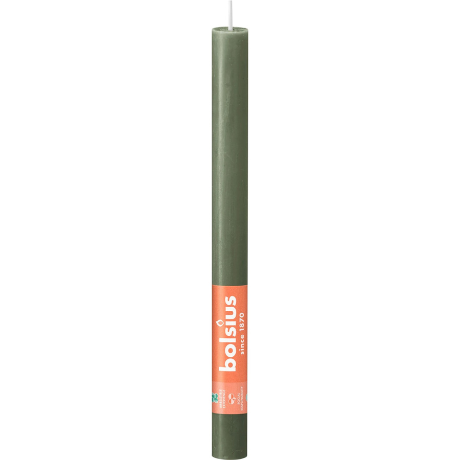 Bolsius Haushaltskerze Rustik Shine Frische Olive in Grün, Durchmesser: 23 mm, Höhe: 270 mm - Bild 2