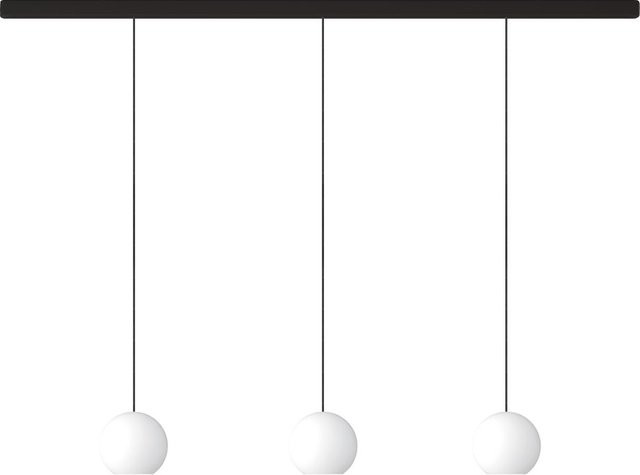 KOMOT KOS Trio L LED-Pendelleuchte Schiene 200 cm Schwarz matt mit mundgeblasenem Opalglas und Tunable White 2200K - 4200K - Bild 1