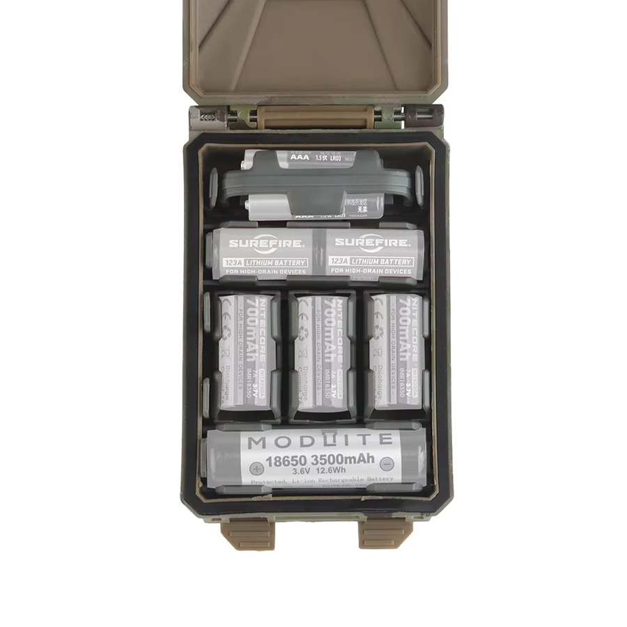 LAMBUL Taktische Outdoor Batterie Lagerungsbox für 18650 AAA CR123A 18350 Batterien mit Molle-System in Schwarz und Multicolour - Bild 2