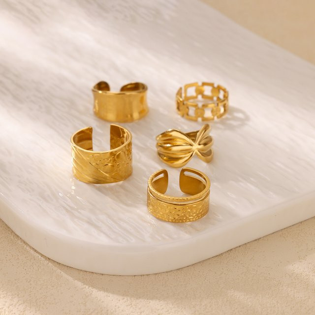 HPTOTMG Ringe Edelstahl, Gold, Vintage, Damen - Bild 1